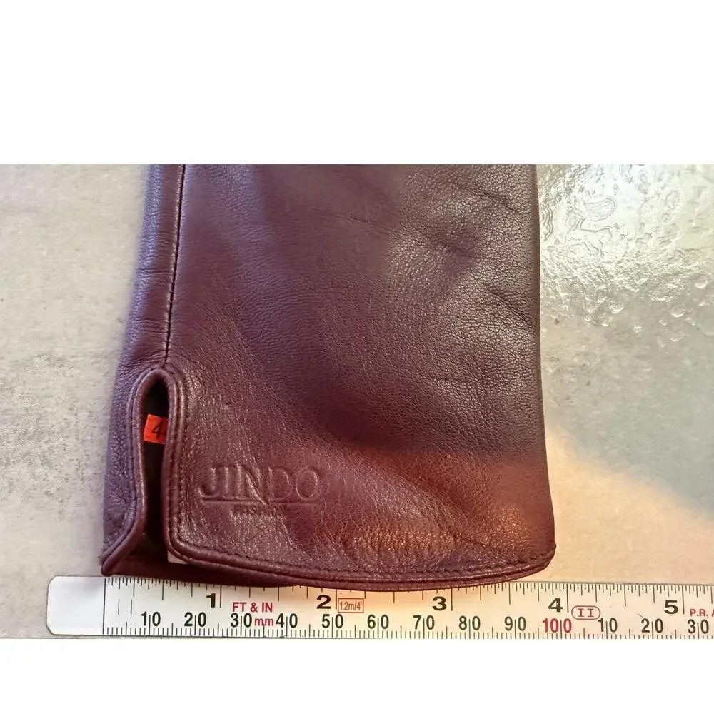 Jindo Fashion Burgundy Leather Gloves Size 44 Made in Korea